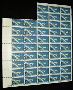 Mint 4c Stamp Sheet minus Plate Plate Block, Project Mercury, Scott Catalog #1193 x 46 Stamps