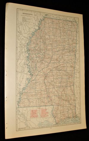 Map Page, Mississippi, 1932, Large 13.5" by 19.75"