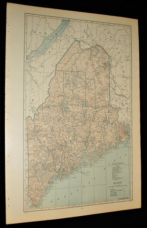 Vintage Map Atlas Page, Maine, 1932, Large 13.5" by 19.75"