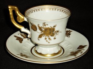 Demitasse Cup Saucer, Heinrich #17184, Gold Floral Filigree