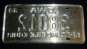 License Plate, Iowa 1968, Special Mobile Equipment, 38012