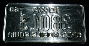 License Plate, Iowa 1968, Special Mobile Equipment, 38013