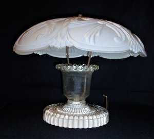 Wonderful Art Nouveau Deco Glass Ceiling Lamp Fixture  Bedstand