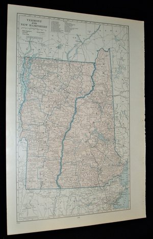Vintage Map Atlas Page, Vermont New Hampshire, 1932, Large 13.5" by 19.75"