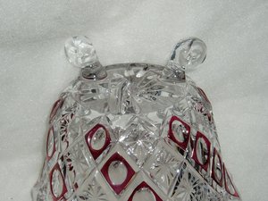 Crystal Candy Dish, Diagonal Diamonds, Red Flashed Thumbprint and Sunbursts