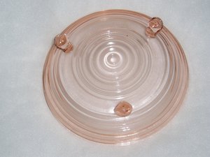 Manhattan Candy Bowl, Open Three-Footed, Pink, c. 1939-41
