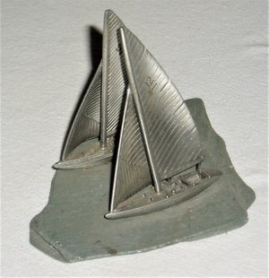 Sailboats on Shale Figurine Paperweight