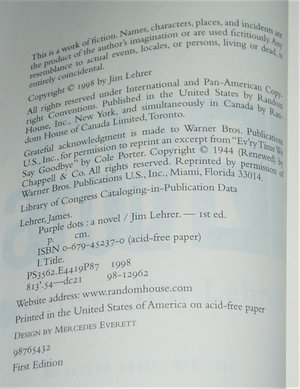 First Edition, Purple Dots, Jim Lehrer, Political Espionage, Vintage Book