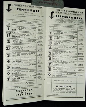 Vintage Caliente Horse Racing Program, 1958