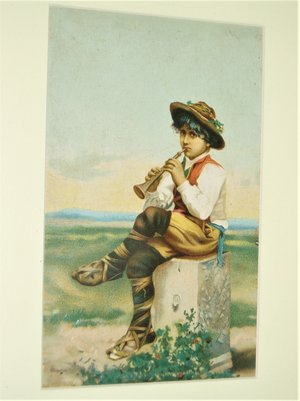 Framed Photo Album Cover, Boy Playing Flute