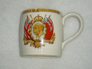Silver Jubilee Mug, King George V and Queen Mary, 1935, Johnson Bros