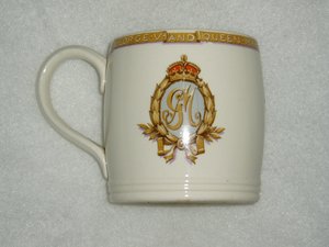 Silver Jubilee Mug, King George V and Queen Mary, 1935, Johnson Bros