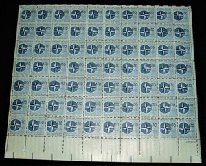 Mint 4c Stamp Sheet, NATO, Scott Catalog #1127x 70 Stamps