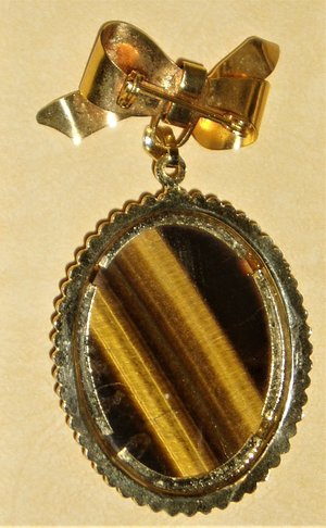 Vintage Tiger Eye Brooch Pin, New Old Stock