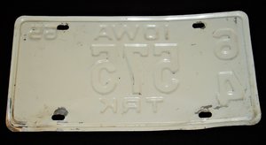 Iowa License Plate, 1965, 5-Ton Truck
