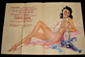 Adolph's Italian Restaurant Chicago, Pin Up Girls Foldout, 1944 Brown & Bigelow, Knute Munson