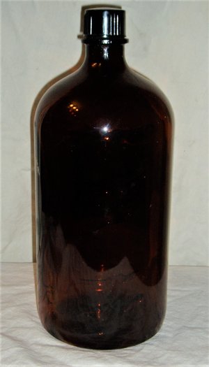 Gallon Brown Bottle, Pharmacy RX Apothecary, Digitalin and Strychnine, Empty