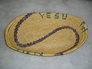 African Coil Basket, Tray Shape, Yesu-Njix