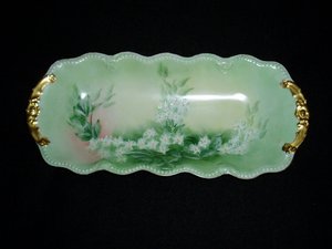 Vintage Celery Dish, Limoges France, Floral Design, 1920s