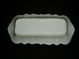 Vintage Celery Dish, Unmarked White, Floral Design, 1930s