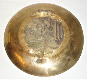 Brass Plate, Ox Cart, Made in Korea