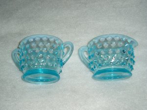 Vintage Fenton Cream and Sugar, Blue Opalescent