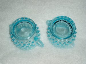 Vintage Fenton Cream and Sugar, Blue Opalescent