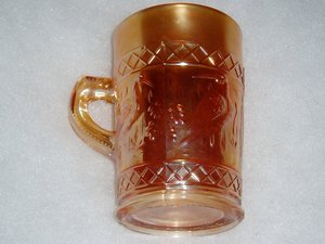Vintage Carnival Glass, Stork and Rushes, Mug