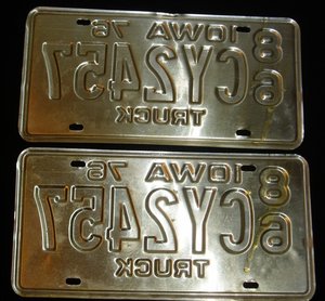 License Plates Matched Pair Iowa Truck 1976
