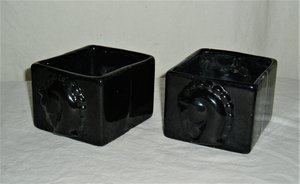 Trojan Horse Planters, Pair, Black, Perfect for Succulents