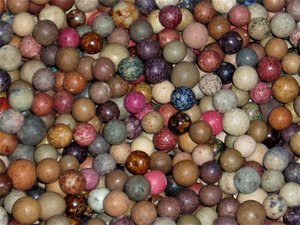 Antique Clay Marbles x 25, Natural, Dyed, Glazed