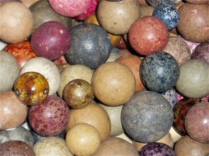 Antique Clay Marbles x 25, Natural, Dyed, Glazed