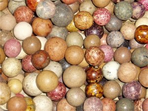 Antique Clay Marbles x 25, Natural, Dyed, Glazed
