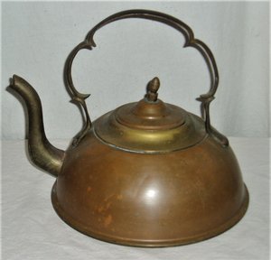 Copper Brass Kettle Teapot, Ethan Allen, Made in Israel