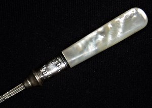 Antique Pickle Fork, Sterling and Mother of Pearl, Landers Fafay & Clark