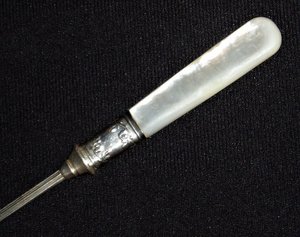 Antique Pickle Fork, Sterling and Mother of Pearl, Landers Fafay & Clark