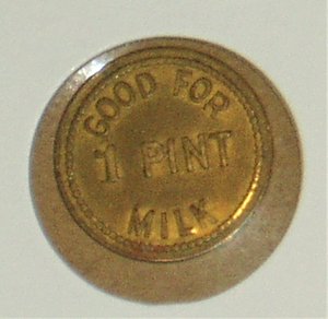 Blue Valley Dairy Token, Good For 1 Pint of Milk
