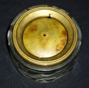 Chase Gazelle Ashtray, Art Deco Intaglio Glass and Brass