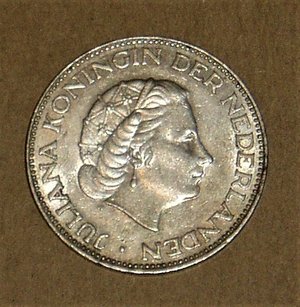 Netherlands 2 1/2 Gulden Silver Coin, 1960