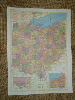 Vintage Railroad Map, North Dakota and Ohio Rail Lines, 1950's