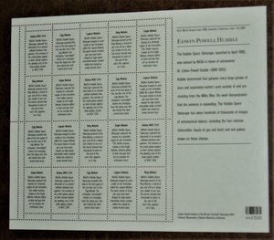 Mint 33c Stamp Sheet, Edwin Powell Hubble, Scott Catalog #3384-88