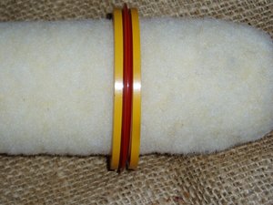 Three Bakelite Catalin Bangle Spacers X3, Red Yellow, Tested