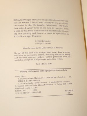 Vintage Book Bob Artley, A Country School First Edition Signed, Like New