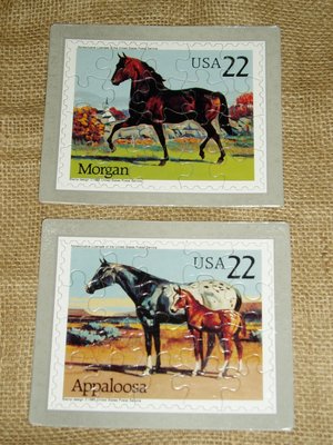 Horses, USPS Puzzle Postcards, Set/4,Scott #2155-2158