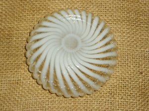 Berry Bowl, White Striped Opalescent, Victorian Pattern Glass