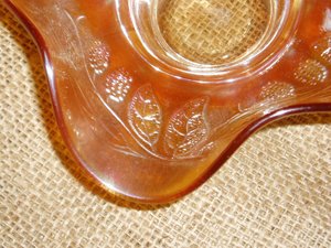 Carnival Glass, Fenton Blackberry Spray, Hat Shape, Marigold