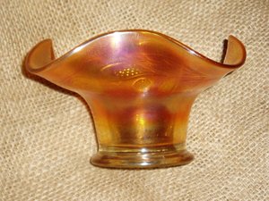 Carnival Glass, Fenton Blackberry Spray, Hat Shape, Marigold