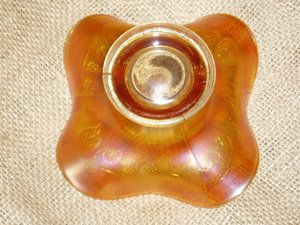 Carnival Glass, Fenton Blackberry Spray, Hat Shape, Marigold