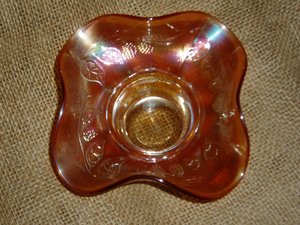 Carnival Glass, Fenton Blackberry Spray, Hat Shape, Marigold