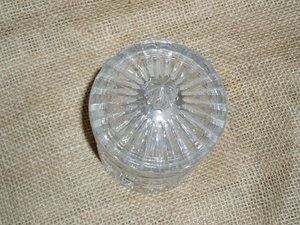 Covered Jar, Leaded Glass Slovakia, Original Sticker, Jar with Lid
